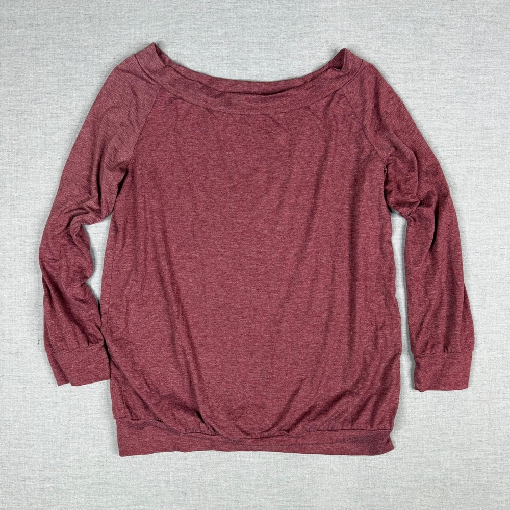 Halife Womens Boat Neck Long Sleeve Tunic‎ Top Maroon Heathered Size Large Soft